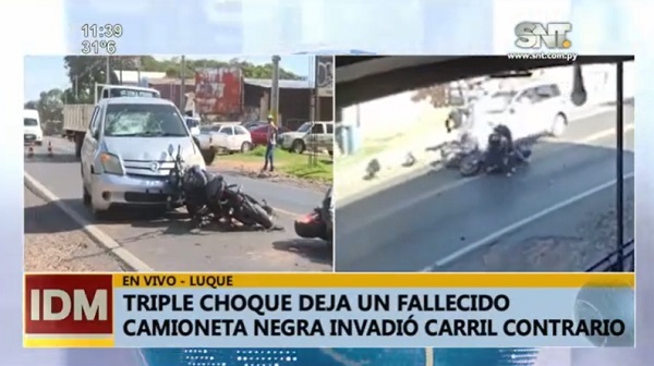 Choque múltiple deja un motociclista fallecido