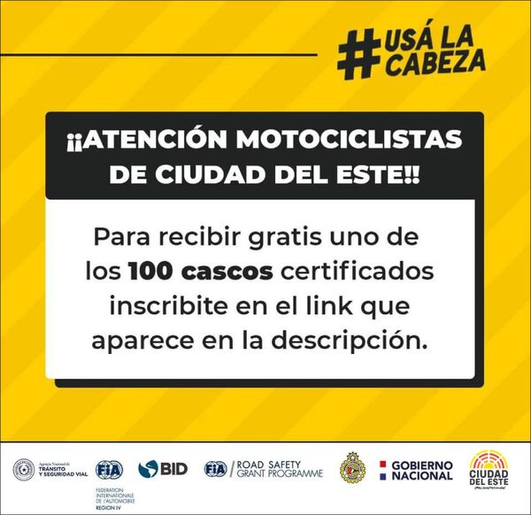 Regalarán cascos a quienes se sumen a la campaña #UsáLaCabeza - La Clave