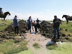 Pilcomayo: Intervención por construcción de un muro que alteraba el curso de agua