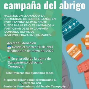 Junta de Saneamiento del B° San Pedro Curupayty impulsa primera campaña del abrigo 2022