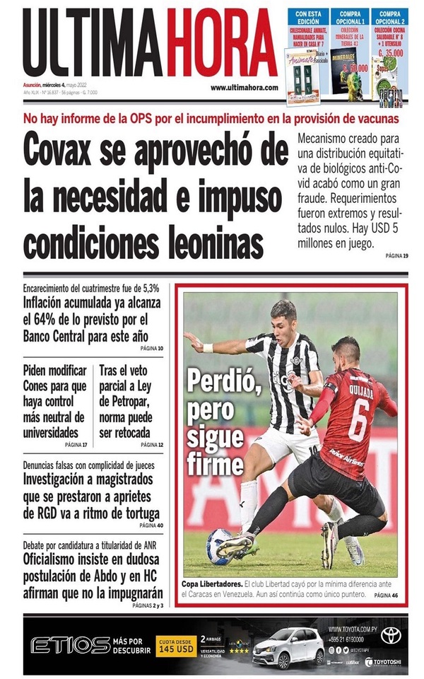 Portadas de este miércoles 4 de mayo de 2022