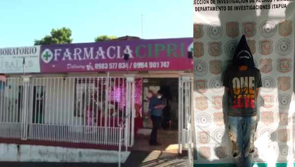 Capturan a presunto autor de hurto en farmacia de Arroyo Pora.