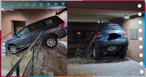 Mujer termina con su camioneta en unas escaleras y culpa al GPS