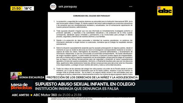 “El comunicado insinúa que padres mienten” afirman desde el MEC y ya analizan intervención a colegio - Mesa de Periodistas - ABC Color