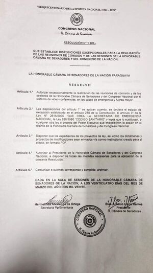El Senado mantiene infundadamente las sesiones virtuales - Nacionales - ABC Color
