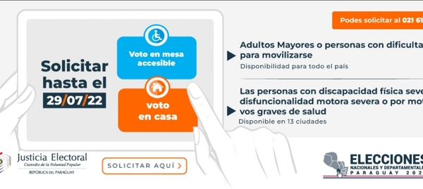 Solicitud para Voto en Casa y Mesa Accesible disponible en la web del TSJE - .::Agencia IP::.