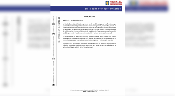 Diario HOY | Fiscalía de Colombia anuncia investigación para esclarecer crimen de Marcelo Pecci