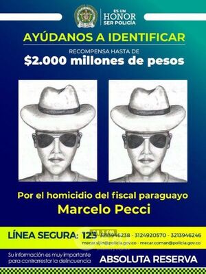 Crimen de Marcelo Pecci: Policía de Colombia divulga identikit de supuesto sicario