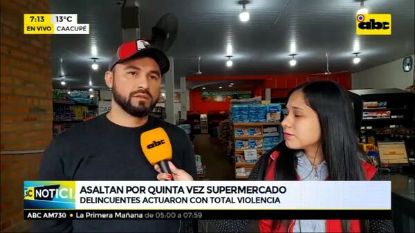 Asaltan por quinta vez un supermercado en Caacupé - ABC Noticias - ABC Color