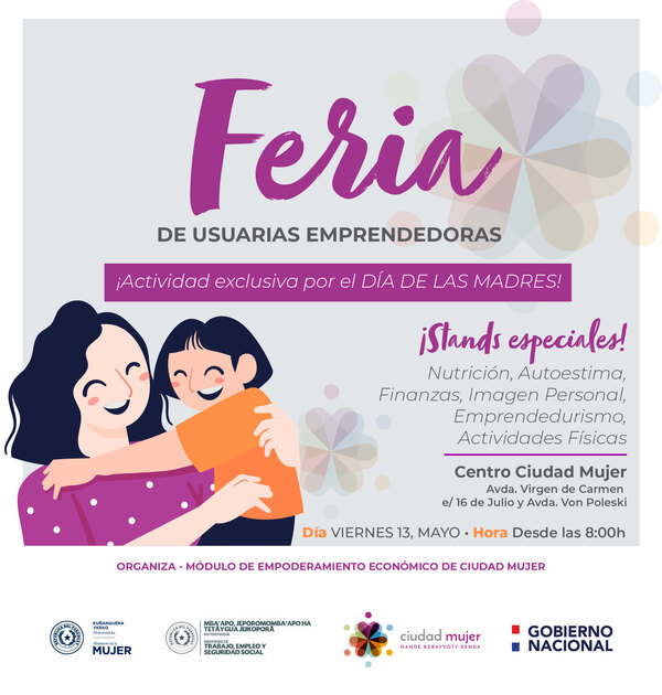 Gran feria de usuarias emprendedoras en homenaje a las madres en Ciudad Mujer