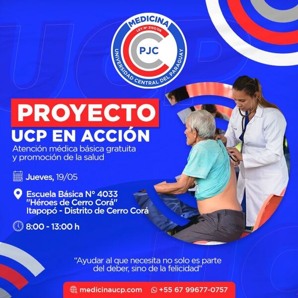 “Proyecto en Acción” de la UCP estara este jueves en la escuela Cerro Corá