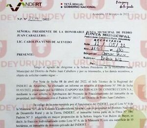 Junta Municipal de Pedro J. Caballero  aprobaría loteamiento de 10 hectareas que pretenecen al estado