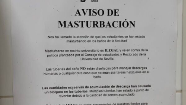 Llamativo aviso que pide no masturbarse en el baño es viral