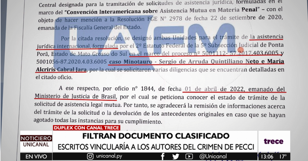 Revelan comunicaciones del correo de Pecci: PCC estaría detrás del crimen