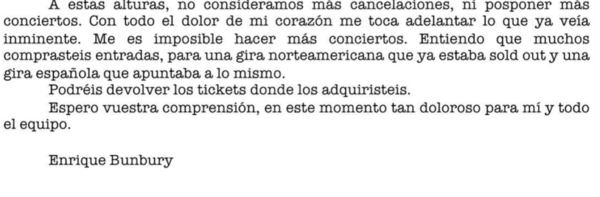 «Con todo el dolor de mi corazón»: Enrique Bunbury cancela su última gira y se retira definitivamente - C9N