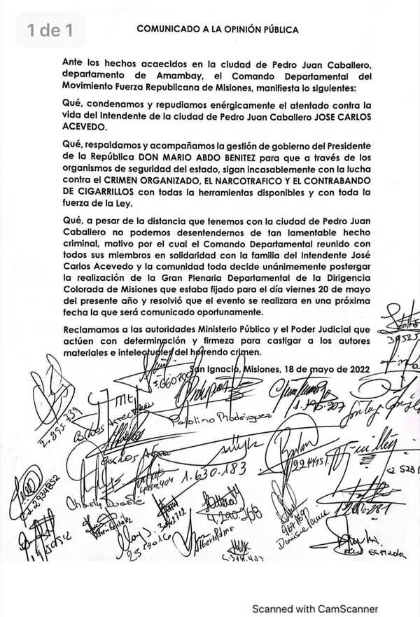 Por atentado en PJC Fuerza Republicana posterga presentación de candidaturas en Misiones