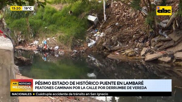 Pésimo estado de histórico puente en Lambaré - ABC Noticias - ABC Color