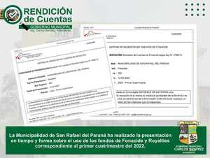 SAN RAFAEL CUMPLE CON RENDICIÓN DE USO DE RECURSOS PÚBLICOS