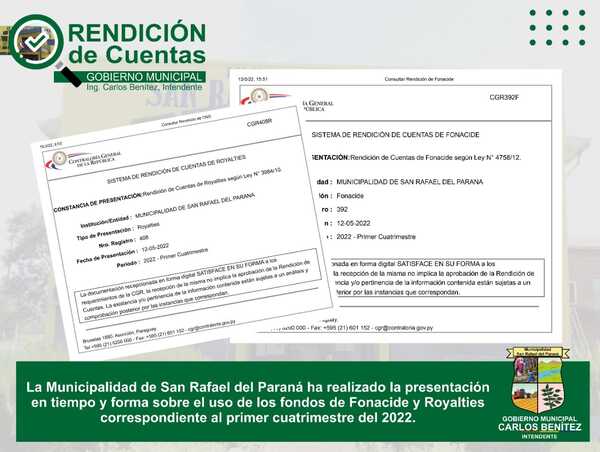 SAN RAFAEL CUMPLE CON RENDICIÓN DE USO DE RECURSOS PÚBLICOS