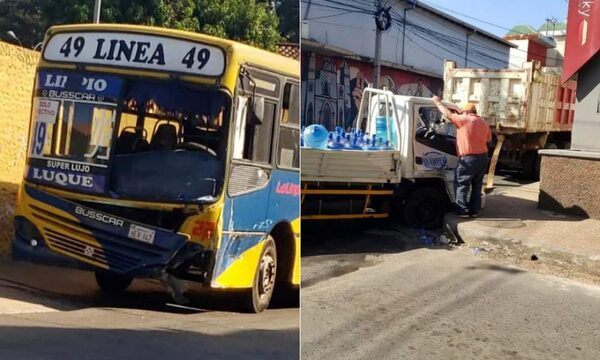 Cinco heridos en choque de colectivo y camión en San lorenzo