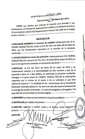 Municipalidad de San Lorenzo tiene 3 días para entregar información pública » San Lorenzo PY