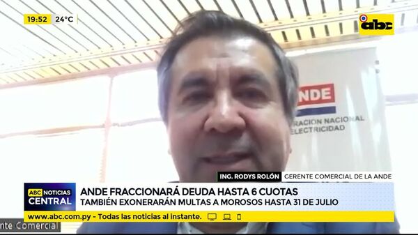 ANDE fraccionará deuda hasta 6 cuotas y también exonerarán multas a morosos hasta 31 de Julio - ABC Noticias - ABC Color