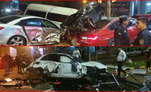 Ebrio al volante ocasiona accidente y deja 9 vehículos destrozados