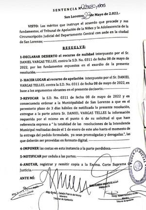 Municipalidad deberá responder pedido de información pública - San Lorenzo Hoy