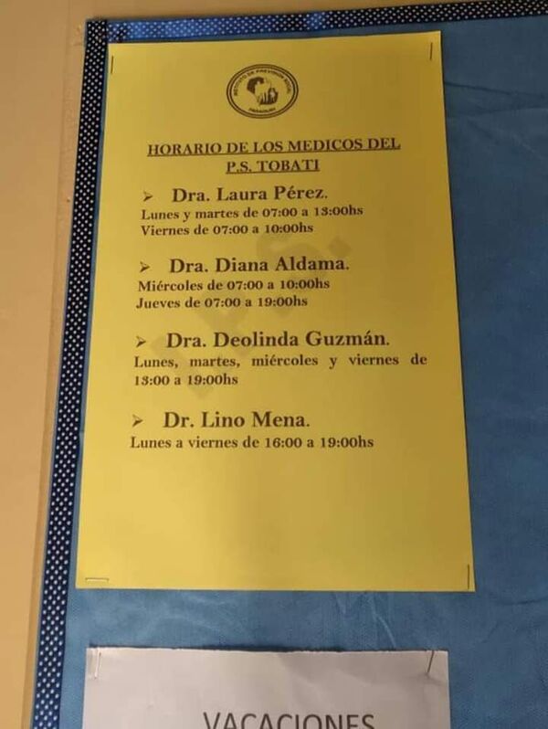 Todos los médicos clínicos del IPS de Tobatí están de vacaciones y dejaron a la deriva a los asegurados  - Nacionales - ABC Color