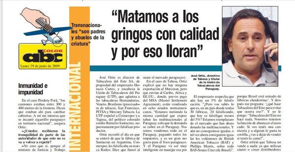 Desde hace más de una década, Tabesa es denunciada como productora de cigarrillo de contrabando - Nacionales - ABC Color