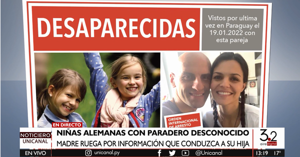 Piden ayuda para localizar a dos niñas alemanas desaparecidas en Paraguay
