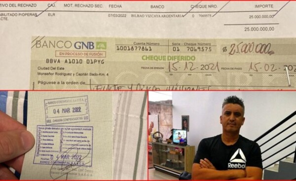 Prestó G. 25.000.000 y recibió cheque diferido sin fondos