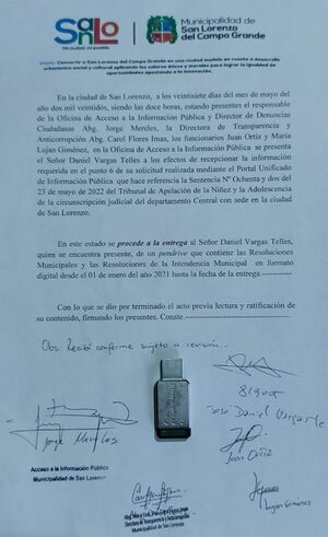 Piden antecedentes de lo actuado en expediente judicial de acceso a la información pública » San Lorenzo PY