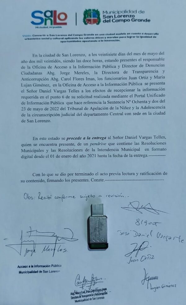 Piden antecedentes de lo actuado en expediente judicial de acceso a la información pública » San Lorenzo PY