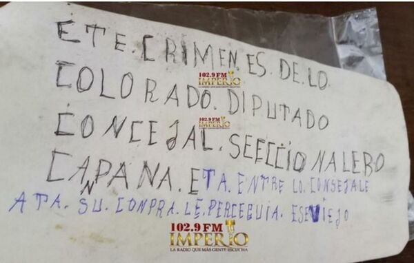 Emiten panfleto para desviar el curso de las investigaciones - Radio Imperio