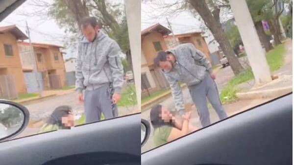 Crónica / [VIDEO] Filman a hombre que agredió a su pareja en plena calle