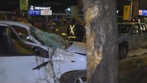 Conductora choca contra un árbol tras quedar dormida en Asunción - PARAGUAYPE.COM