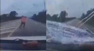Crónica / [VIDEO] Cámara grabó cuando una joven se tiró frente a un auto