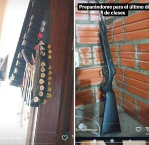 Crónica / Escribió "preparándome para el último día de clases" y apareció en el cole con una escopeta