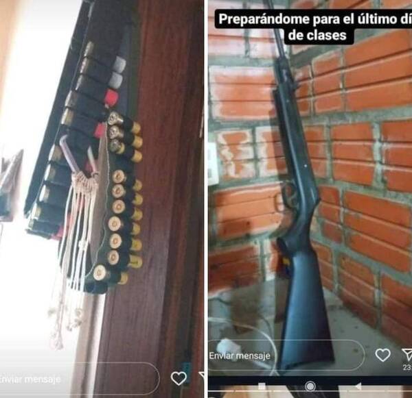 Crónica / Escribió "preparándome para el último día de clases" y apareció en el cole con una escopeta
