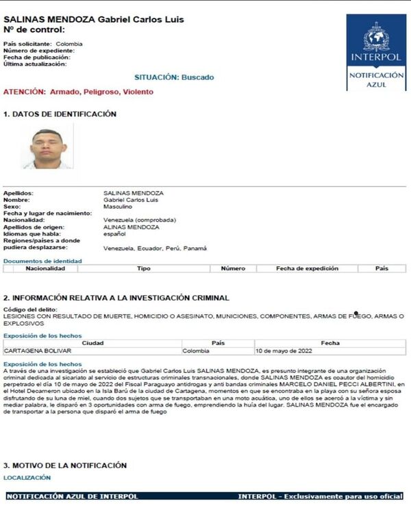 Identifican a prófugo venezolano por asesinato del Fiscal Pecci | 1000 Noticias