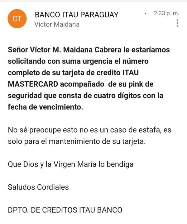 Bancos piden a clientes desconfiar de mensajes sospechosos y siempre llamar antes de dar datos sensibles - Nacionales - ABC Color