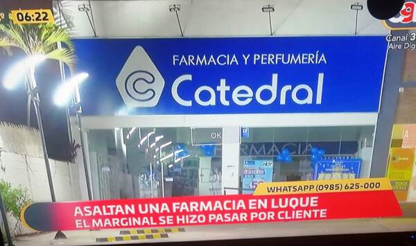 Solitario motochorro asalta una farmacia en Luque •