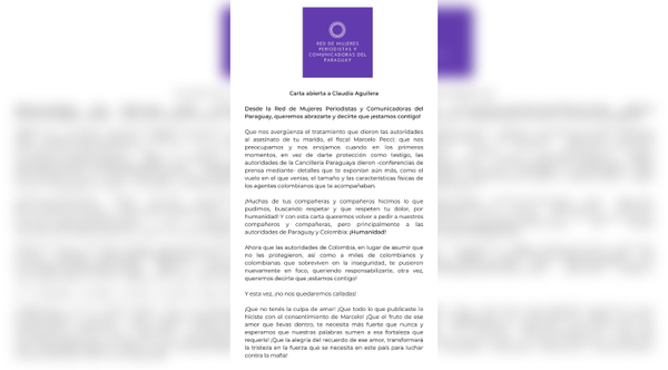 Diario HOY | Comunicadoras bridan respaldo a esposa del fiscal Pecci: "Estamos contigo"