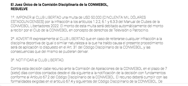 Versus / Libertad es advertido y multado con más de G. 300 millones - PARAGUAYPE.COM