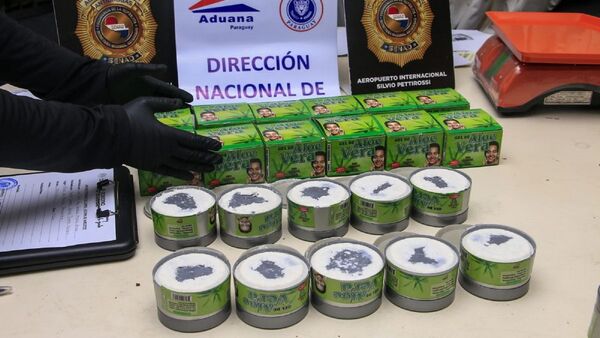Senad detecta cocaína en potes de gel en el Silvio Pettirossi