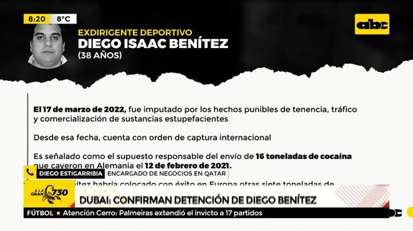 Afirman que no hay riesgo de que Diego Benítez sea liberado antes de su eventual extradición - ABC Noticias - ABC Color