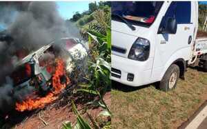 Asaltan a camión de cubiertas en Itapúa y queman evidencias