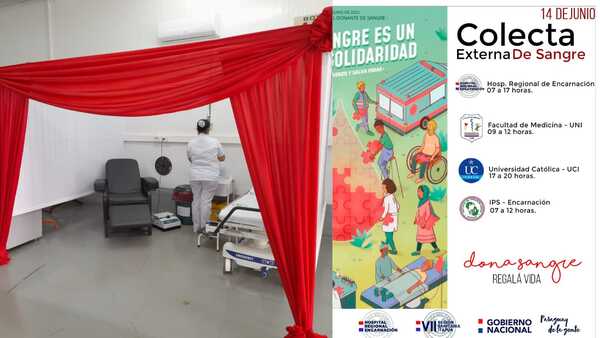 Realizan colecta externa de donación de sangre en Encarnación