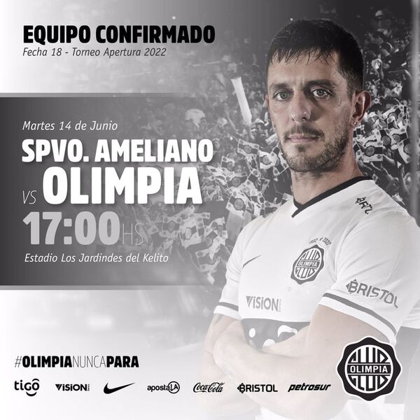 Sportivo Ameliano vs. Olimpia: alineaciones confirmadas - Fútbol - ABC Color